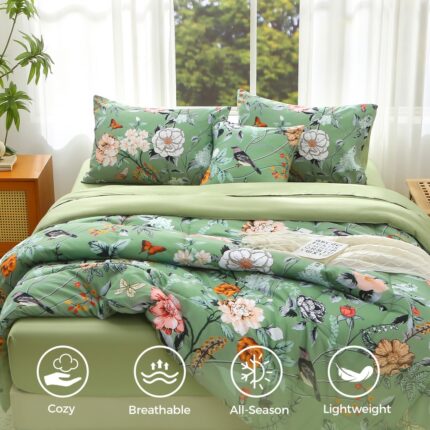 Sage Green Floral Bedding Sets - Image 11