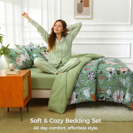 Sage Green Floral Bedding Sets - Image 9